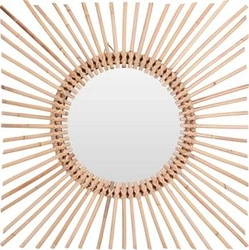 Lustro okrągłe boho Intesi Rise 60 cm do przedpokoju w drewnianej ramie naturalnej