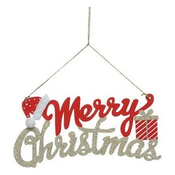 Dekoracja świąteczna do zawieszenia Marry Christmas 30 cm czerwono-złota Feeric Christmas