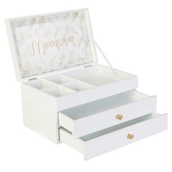 Intesi organizer na biżuterię do szuflady biały szkło z szufladkami prowansalski