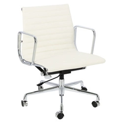 Fotel biurowy CH1171 PREMIUM inspirowany EA117 skóra biała, chrom