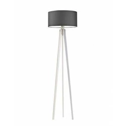 Lampa podłogowa trójnóg MIAMI szara z abażurem drewniana nowoczesna do salonu Lysne