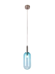 Lampa wisząca LED Fiuggi szklana niebieska do salonu i jadalni nowoczesna 1-punktowa