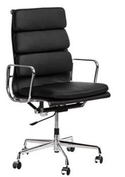 Fotel biurowy CH2191 PREMIUM inspirowany EA219 skóra czarna, chrom