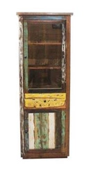 Witryna drewniana Bayang do salonu i jadalni orientalna z szybą na alkohol Intesi 180 cm