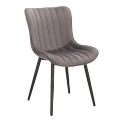 Krzesło Roxino VIC tapicerowane welurowe szare do jadalni i salonu na czarnych nogach Intesi