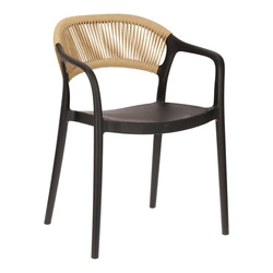 Krzesło do jadalni Osma Intesi czarne z polipropylenu, sztaplowane, łatwe czyszczenie, z podłokietnikami