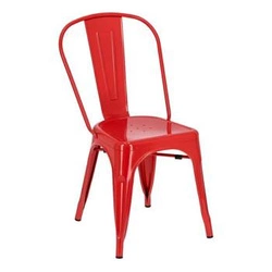 Krzesło metalowe Paris czerwone inspirowane Tolix do jadalni i kuchni styl industrialny