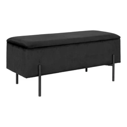 Ławka tapicerowana ze schowkiem Watford VIC czarna do przedpokoju i sypialni welurowa Intesi