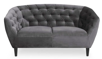 Sofa dwuosobowa Ria VIC welurowa szara glamour do salonu z podłokietnikami Actona