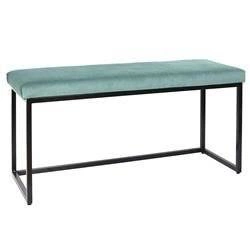 Ławka tapicerowana Donore niebieska glamour do przedpokoju welurowa na czarnych nogach