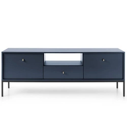 Szafka RTV Evora granatowa nowoczesna na wysokich nogach do salonu 154 cm Intesi