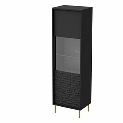 Witryna na książki czarna Afir nowoczesna przeszklona do salonu z półkami Intesi