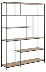 Regał na książki Seaford XIV industrialny metalowy z półkami dąb i czarny do salonu 135 cm