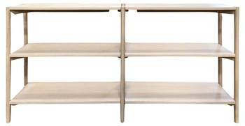 Regał drewniany Braidwood dąb bielony niski na książki do salonu nowoczesny skandynawski Actona