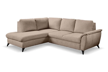 Narożnik z funkcją spania do salonu Nevada beżowy nowoczesny z pojemnikiem Intesi