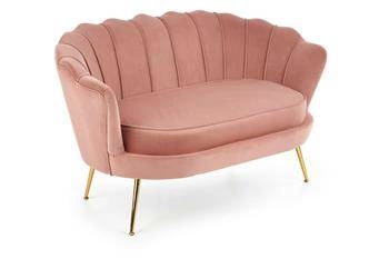 Sofa dwuosobowa welurowa Florencja różowa glamour do salonu na złotych nogach Intesi