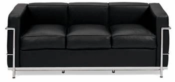 Sofa 3 osobowa Kubik skórzana czarna nowoczesna do salonu lub biura D2.DESIGN