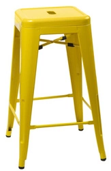 Hoker Paris 75 cm metalowy żółty bez oparcia industrialny do wyspy kuchennej inspirowany Tolix