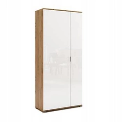 Szafa Tissa 80 cm nowoczesna biała z dębem połysk z półkami do sypialni 40 cm