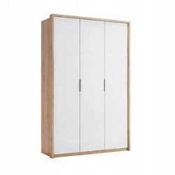 Szafa Tissa 140 cm nowoczesna z półkami i drążkiem do sypialni dąb craft biały połysk