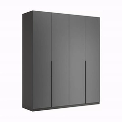 Szafa Otto 4-drzwiowa nowoczesna antracytowa z półkami i drążkiem do sypialni