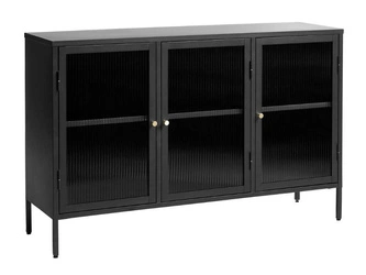 Komoda Bronco czarna nowoczesna ryflowana na nóżkach do salonu 132 cm
