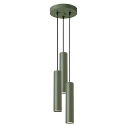 Lampa wisząca loftowa Lagos 3-punktowa zielona oliwka do salonu z regulacją wysokości