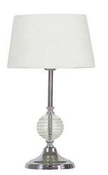 Lampka nocna glamour Fero z białym abażurem, metalowa do sypialni i salonu CANDELLUX