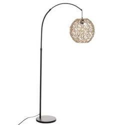 Lampa stojąca do salonu boho Raahe Atmosphera czarna z naturalnym abażurem 180 cm