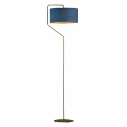 Lampa podłogowa do salonu glamour TESALLIA GOLD niebieska welurowy abażur LYSNE 156 cm