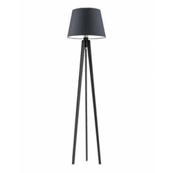 Lampa stojąca do salonu Curacao czarna z abażurem nowoczesna drewniana Lysne 158 cm