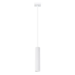 Minimalistyczna lampa wisząca KARBON 1 biała regulowana do salonu i kuchni aluminium