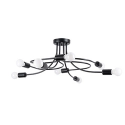 Żyrandol loftowy LEVAR 8 czarny do salonu i jadalni metalowy 58 cm sufitowy