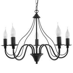 Żyrandol do salonu czarny Minerwa 5-punktowy nowoczesny metalowy Sollux Lighting