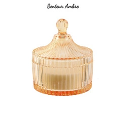 Świeca zapachowa Ambre ze szkła bohemskiego L żółta ozdobna na prezent Intesi