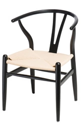 Krzesło Wicker Naturalne Czarny inspirow ane Wishbone OUTLET