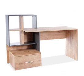 Biurko nowoczesne z półkami i szufladą Garos 2 dąb wotan antracyt do pracy i nauki