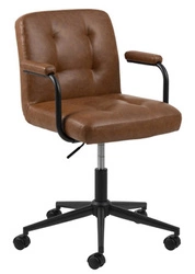 Fotel biurowy ergonomiczny Cosmo Arm Actona brązowy skórzany obrotowy z podłokietnikami retro