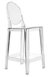 Hoker transparentny z oparciem Viki 65 cm nowoczesny do wyspy kuchennej inspirowany Victoria