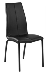 Krzesło tapicerowane ekoskóra Asama Actona czarne do jadalni nowoczesne na metalowych nogach