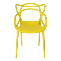 Krzesło Lexi żółte inspirowane Master chair do jadalni nowoczesne sztaplowane z podłokietnikami