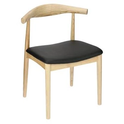 Krzesło drewniane Codo inspirowane Elbow Chair do jadalni naturalne z ekoskóry D2.DESIGN