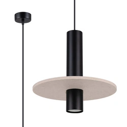 Lampa wisząca PELTA 1 nowoczesna czarna beżowa do salonu i jadalni 30 cm
