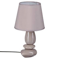 Lampka nocna do sypialni Luis beżowa ceramiczna z abażurem nowoczesna Atmosphera 30 cm