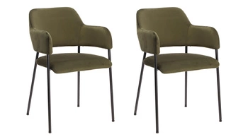 Zestaw 2 krzeseł Lima welurowych z podłokietnikami zielone