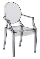 Krzesło Royal Ghost inspirowane Louis Ghost szare sztaplowane do salonu i ogrodu D2.DESIGN