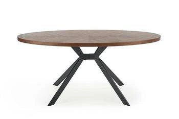 Stół okrągły do jadalni Locco orzechowy nowoczesny na czarnych nogach 170x90 cm Intesi