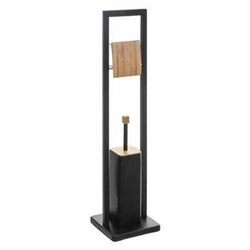 5five simply smart bambusowy stojak na papier i czarna szczotka do wc do łazienki loft