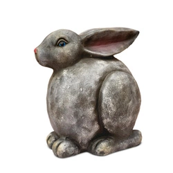 Intesi figurka wielkanocna siedzący zając 29 cm szary na stół do salonu z żywicy poliestrowej
