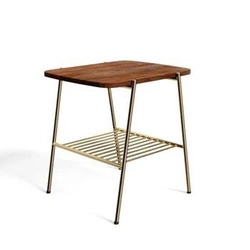 Stolik kawowy Devon prostokątny drewniany mango orzech włoski z półką glamour do salonu Intesi